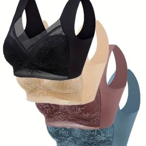 Lace Bralette Set - Black, Cream, Brown, Blue